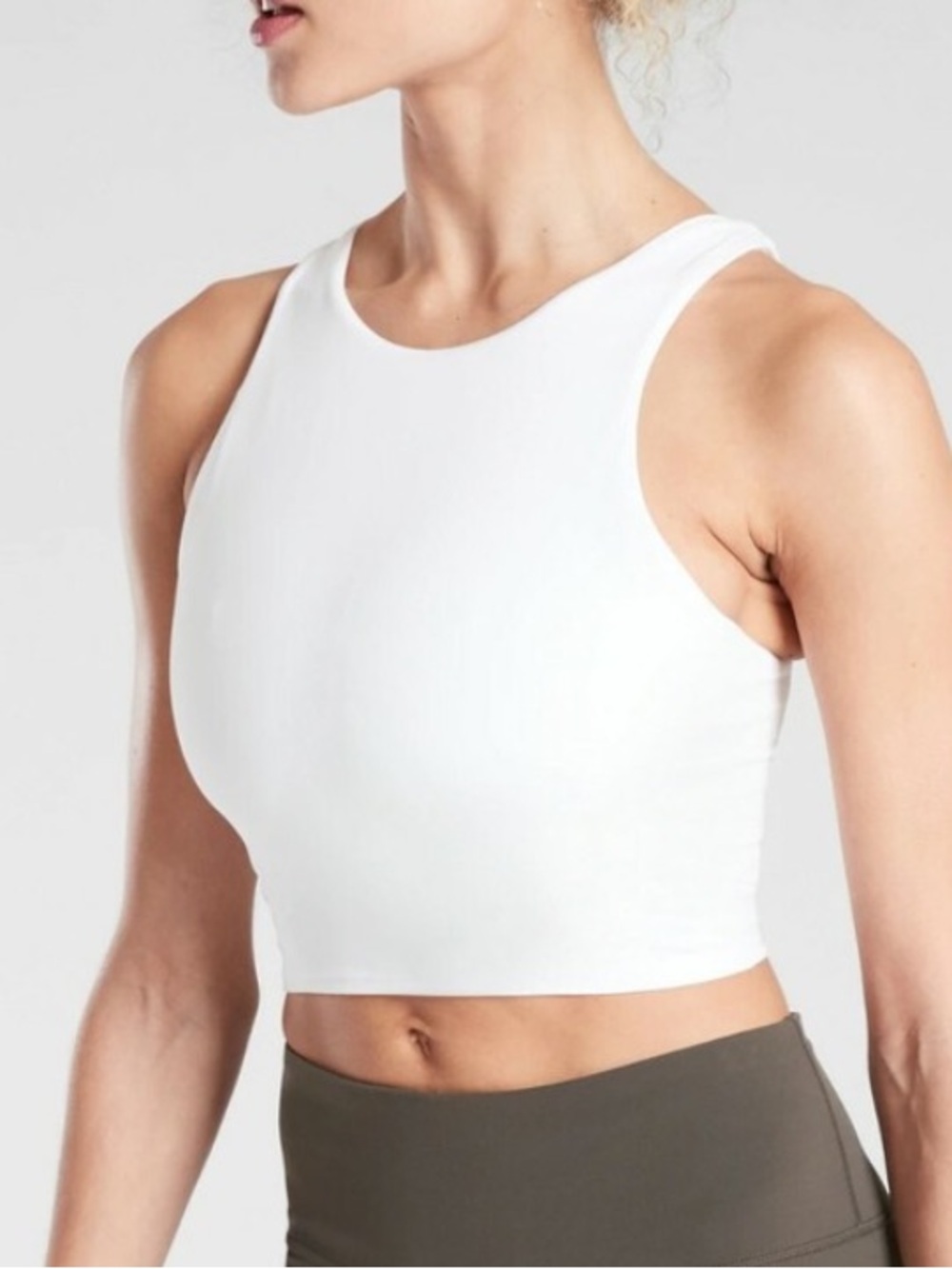 Athleta Conscious Crop Bra D-DD High Support Yoga Workout Top White Medium